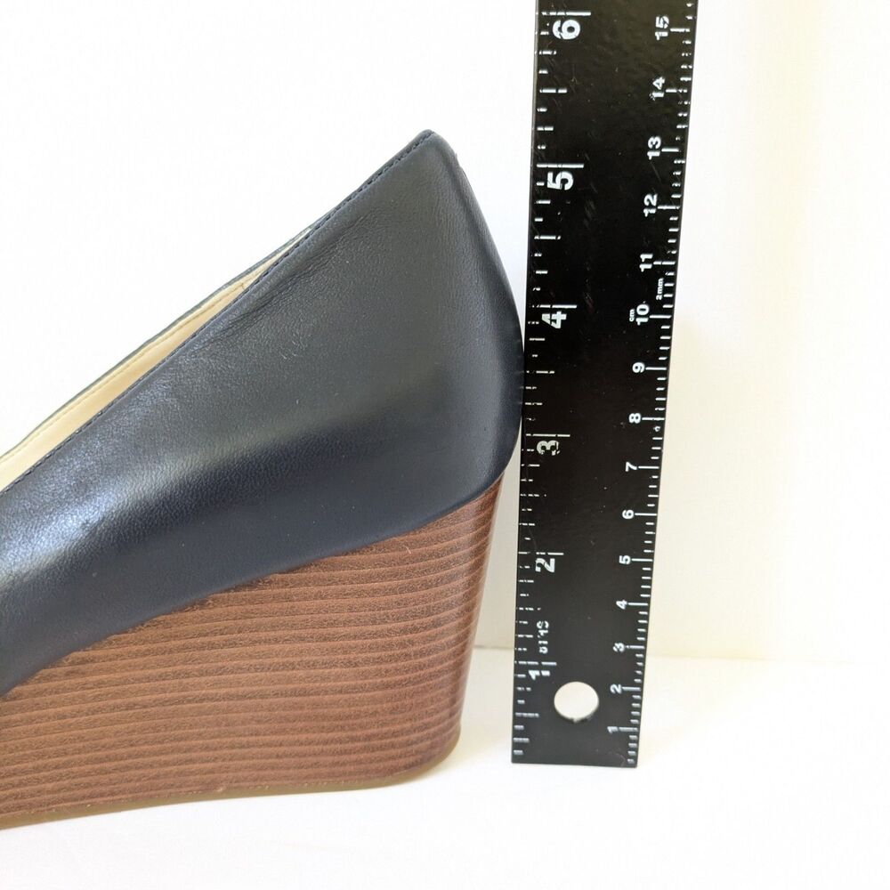 Cole Haan Adair Navy Blue 9B Leather Wedge Heels Pumps W13162 Business Casual - Picture 12 of 14
